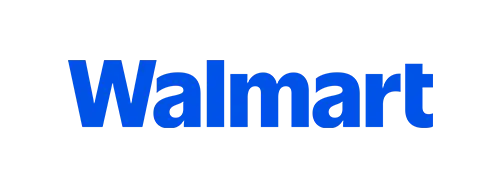 Blue walmart logo with a subtle gray drop shadow.