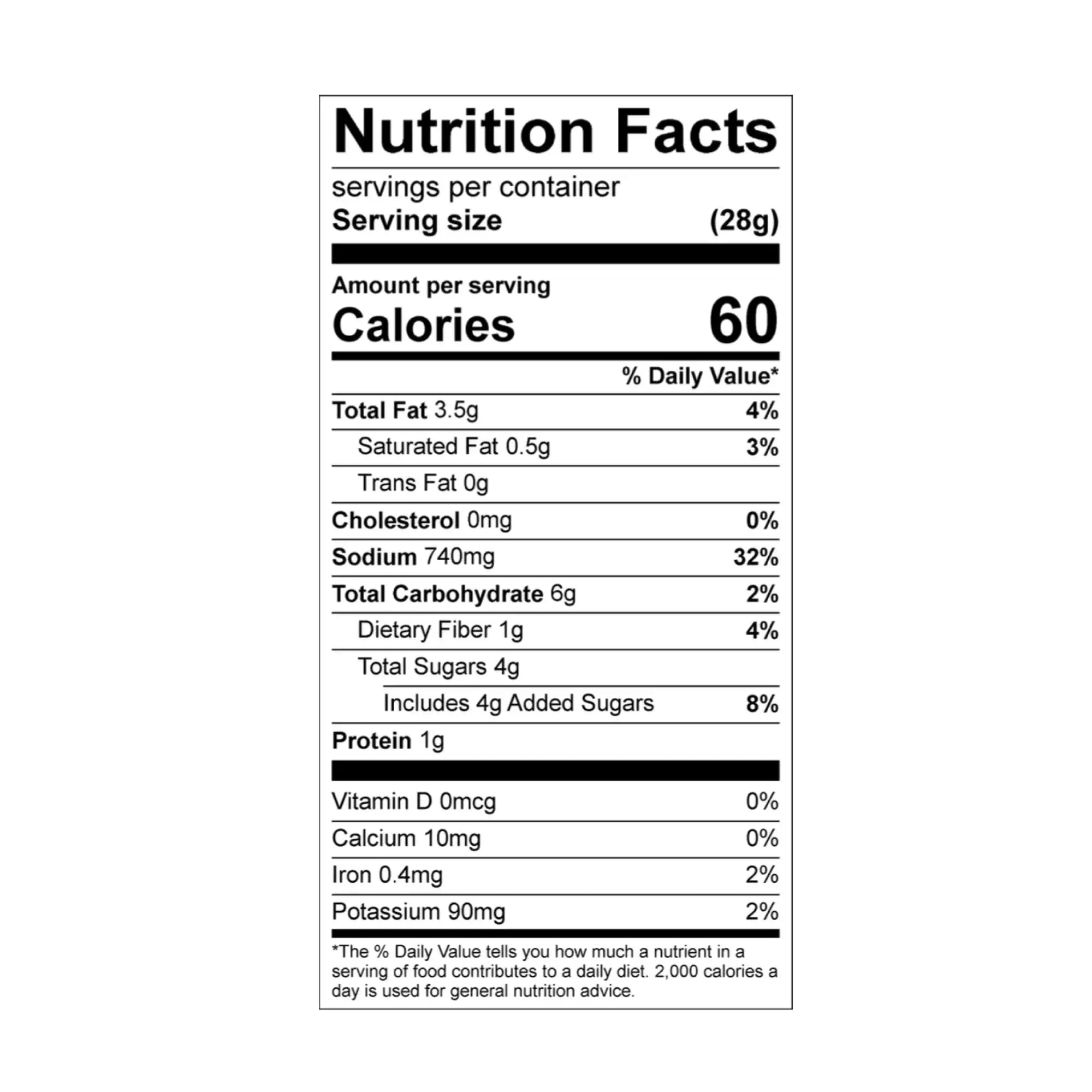 Black and white nutrition facts label on the back of robust gochu chili sauce container