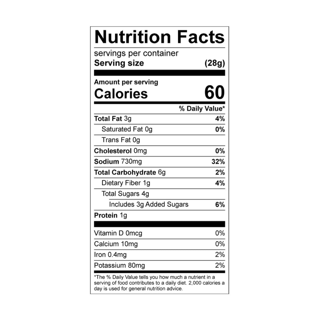 Black and white nutrition facts label on the back of spicy gochu chili sauce bottle showing product details
